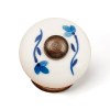 Pomos mueble - Pomo Porcelain 330 35 mm Porcelana Blanca Flor Azul y Base Bronce