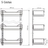 Interior cocina - Kit Estante Escobero Classic 5 Cestas Cromo