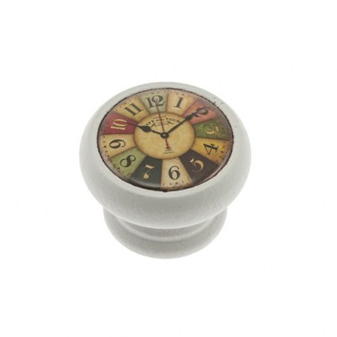 Pomos mueble - Pomo Retro 450 40mm Madera Blanca Reloj