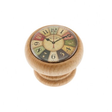 Pomos mueble - Pomo Retro 450 40mm Madera Natural Reloj