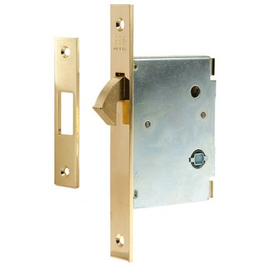 Cerraduras puerta corredera - Cerradura Gancho de Condena AGB B00706 60 mm Latonado