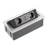 Enchufe Rectangular para Muebles Soft 2 Tomas + 2 USB Plata Mate