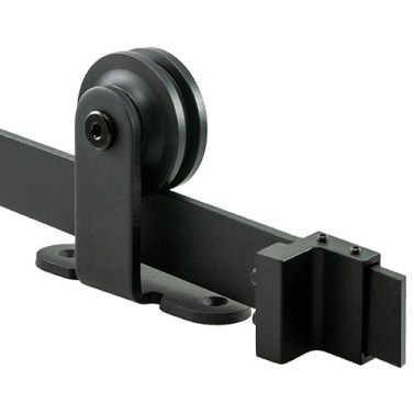 Corredera puerta interior - Kit Puerta Corredera Granero Rustik 3 Freno Amortiguado 80 Kg 2 Metros Negro