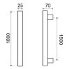 Manillón Rectangular EQ-M831 Ejes 1500 mm Total 1800 mm Inox