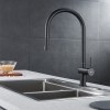 IMEX Grifo Cocina Extraíble Caño Alto BERNA GCE026 Doble Jet Negro Mate