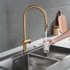 IMEX Grifo Cocina Extraíble Caño Alto BERNA GCE026 Doble Jet Oro Cepillado