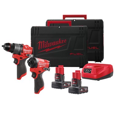 Taladros y atornilladores - PowerPack MILWAUKEE M12 FPD2 + M12 FID2 con 2 Baterias 4.0Ah y Cargador