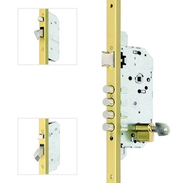 Cerraduras de seguridad - Cerradura Seguridad TAB Automática 3 Puntos E50 Cerradero 40mm Dorado