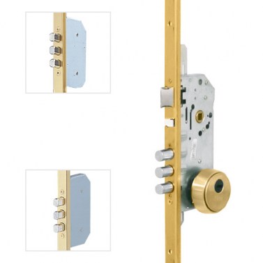 Cerraduras de seguridad - Cerradura Seguridad TDB Plus 3 Puntos E60 Cerradero 45 mm Dorado